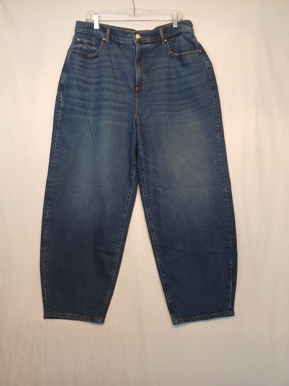 Ann Taylor The Barrel Dark Blue High Rise Barrel Leg Denim Jeans 14 NWOT